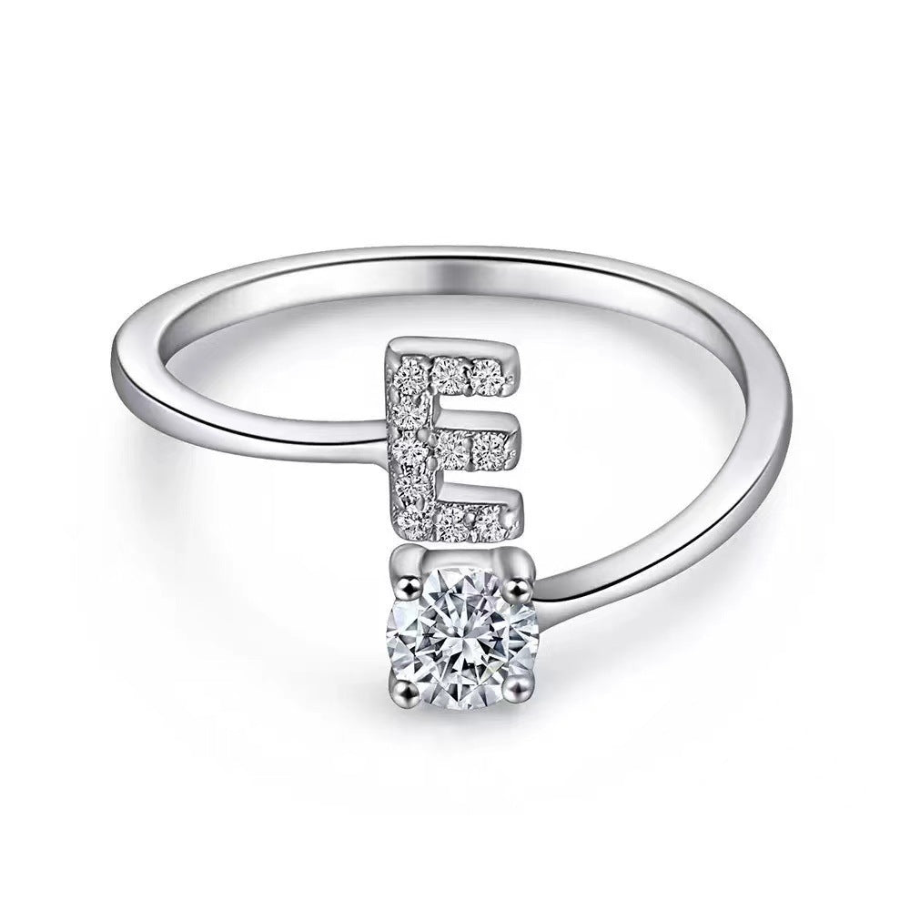 Wholesale Chic Adjustable Letter Ring For Women 26 English Letters Zinc Alloy Electroplated Jewelry Accessory Boutique Resale