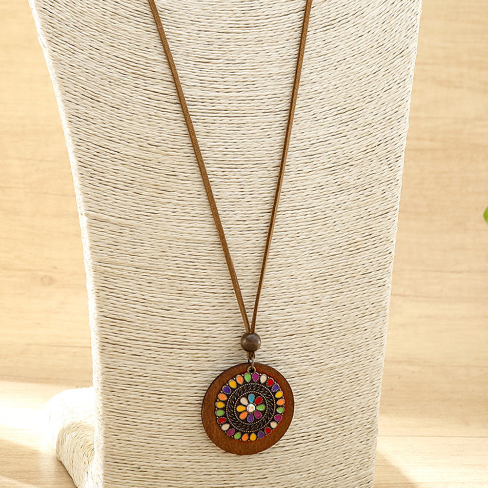 Wholesale Bohemian Geometric Colorful Drop Pendant Necklace Zinc Alloy Fashion Accessory for Travel Gift