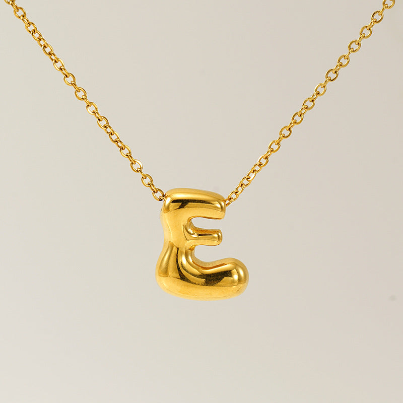 Wholesale  titanium steel smooth bubble letter necklace