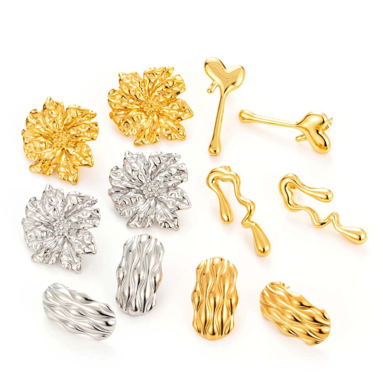 Wholesale  irregular drop-shaped love titanium steel liquid high-grade temperament  light luxury earrings