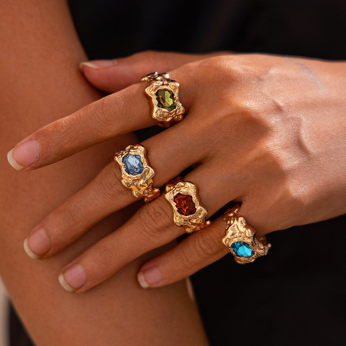 Wholesale Alloy Vintage Inlaid Ring Set