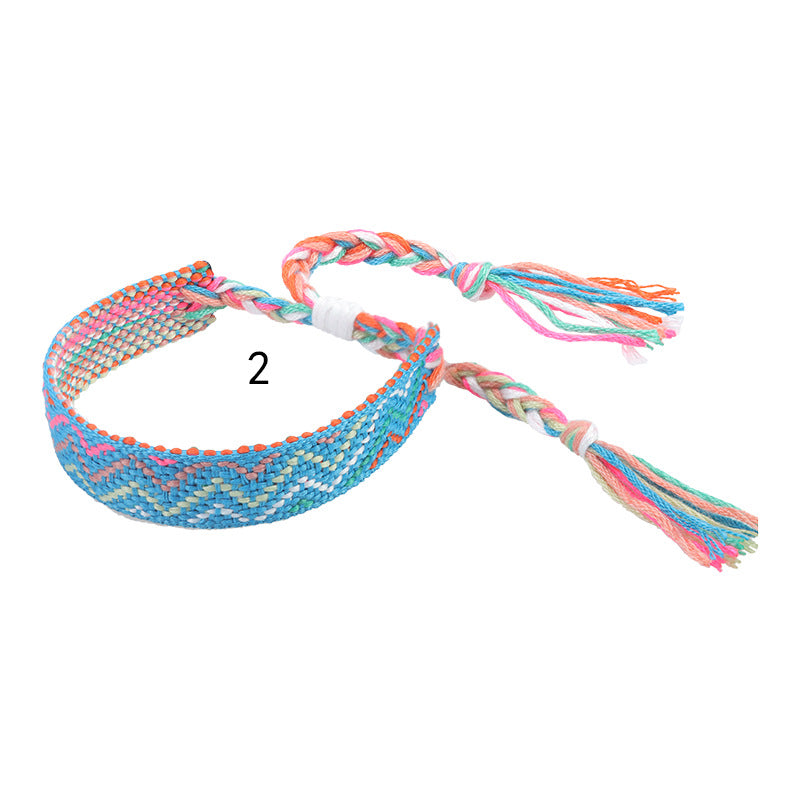 Wholesale ethnic style woven bracelet wide wrist strap colorful tassel bracelet