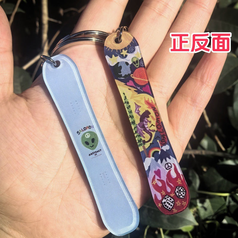 Wholesale Skiers with snowboard snowboard acrylic keychain