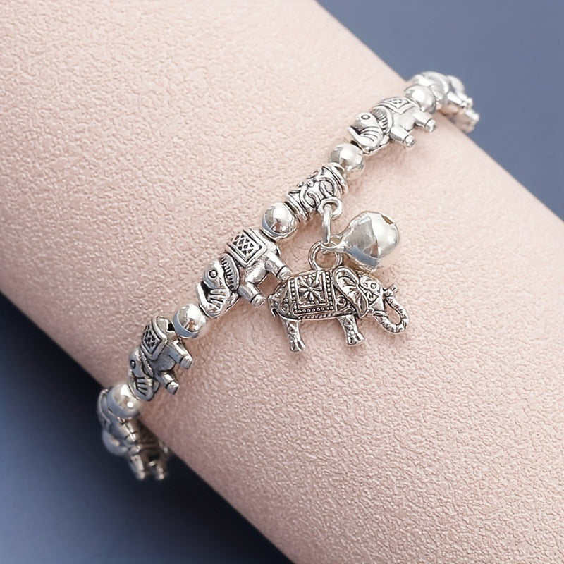 Wholesale Bohemian Antique Silver Elephant Beaded Bracelet