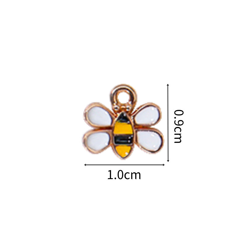 Wholesale 10pcs/pack  Alloy Oil Dripping Cartoon Bee Animal DIY Earrings Keychain Pendant Jewelry Accessories Bag Pendant