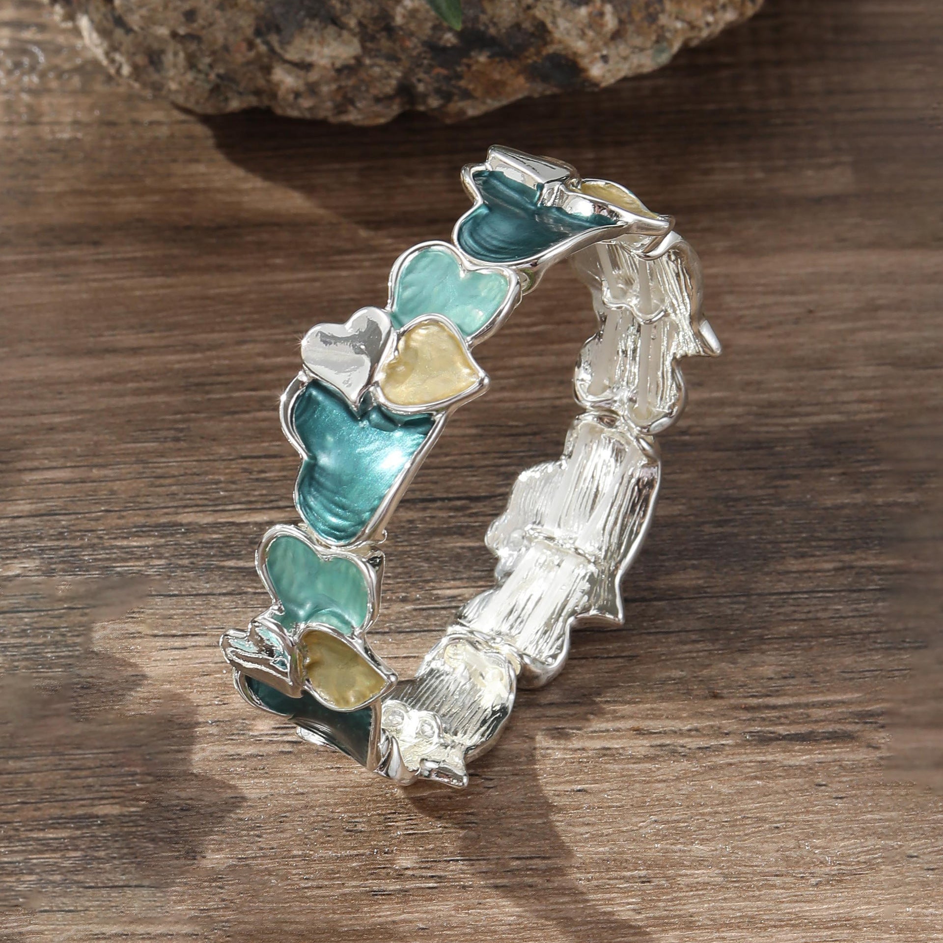 Wholesale  color painting oil geometric love elastic bracelet