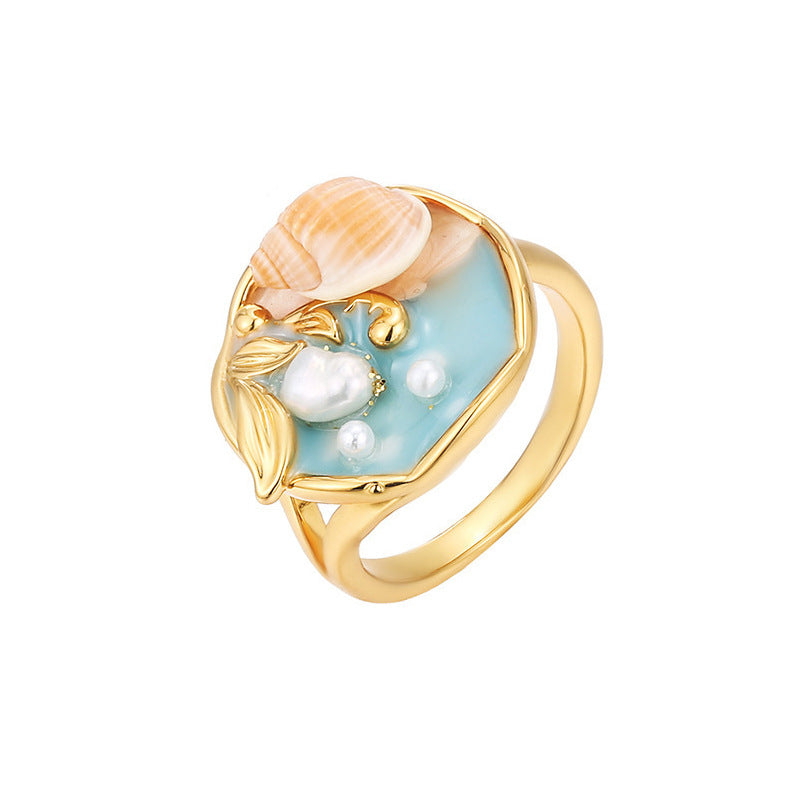 Wholesale  Oil Painting Vintage Ring  Oil Drop Opening Ring Adjustable Ring