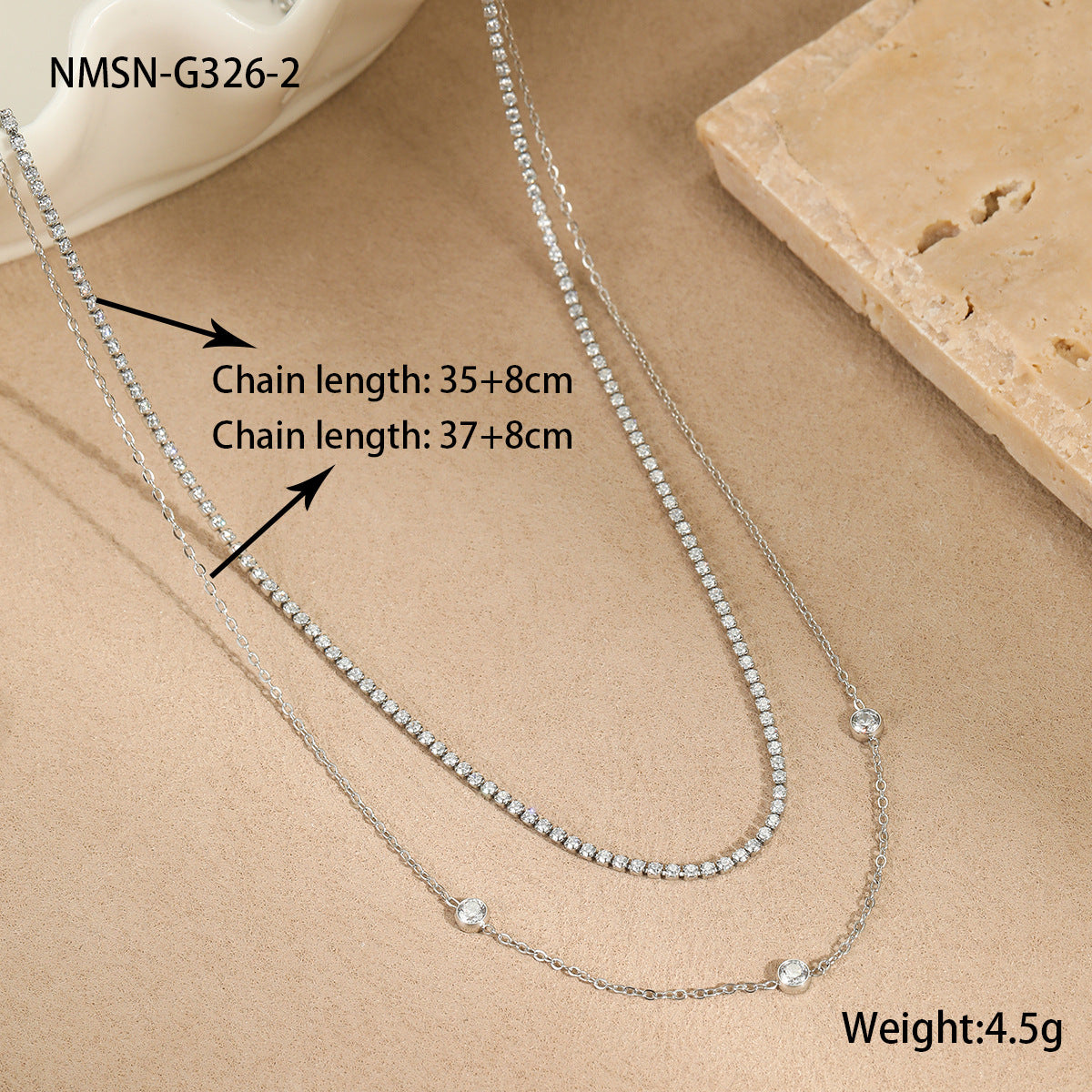 Wholesale  zircon stainless steel stacked necklace