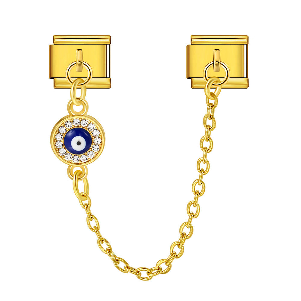 Wholesale  Italian Charm Bracelet 9mm DIY Devil' s Eye Hook Creative Stainless Steel Composable Bracelet