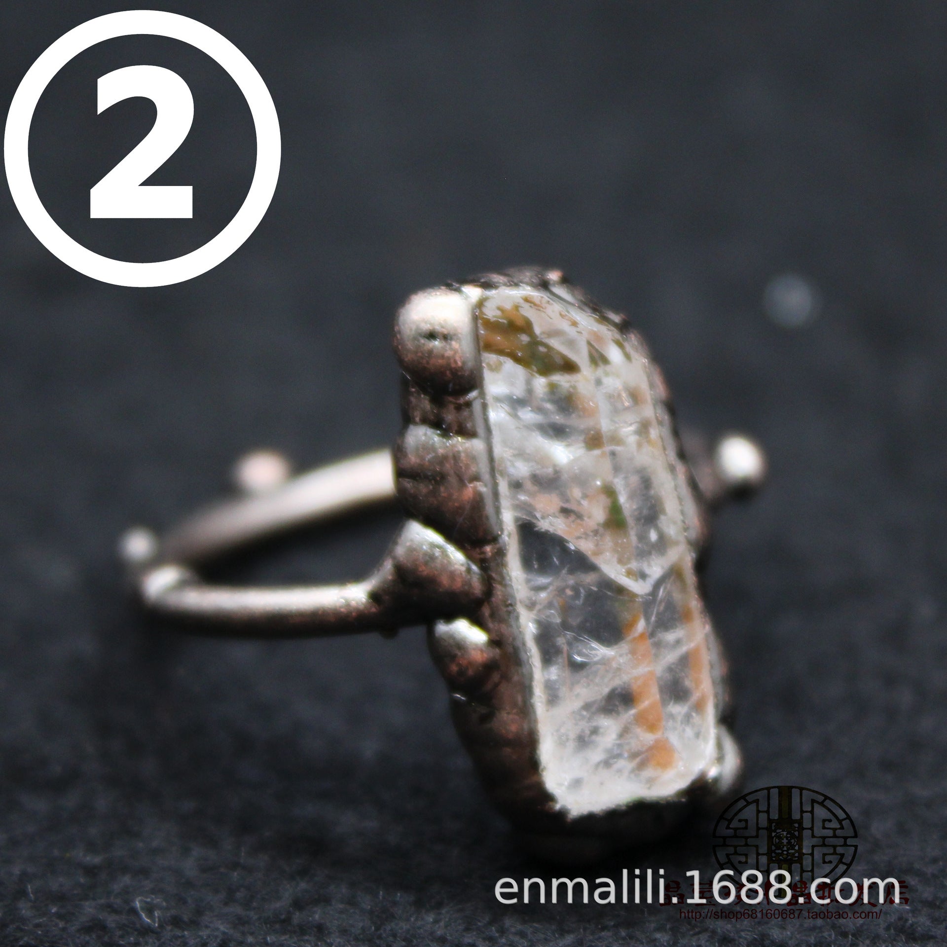 Wholesale retro style white crystal shaped ring