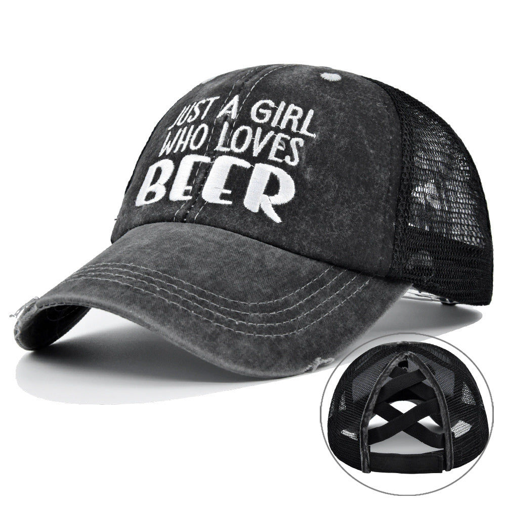 Wholesale Embroidered Hat Baseball Cap Three-dimensional Peaked Cap Cross Ponytail ACC-HT-DeXun001