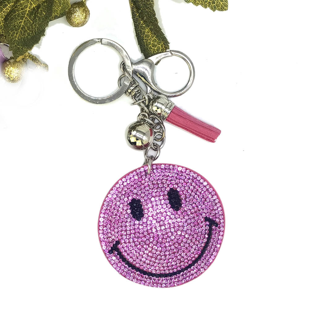 Wholesale Creative  velvet diamond-encrusted smiley face keychain