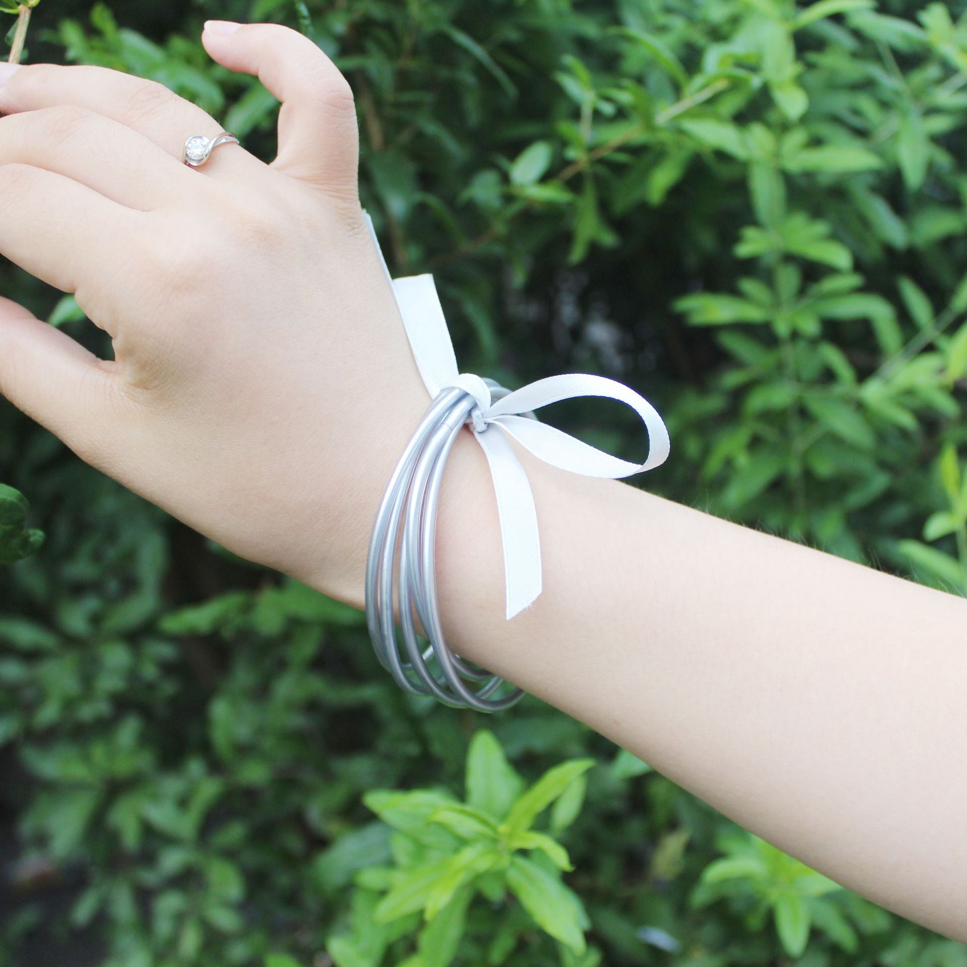 Wholesale Plastic Silicone Tube Gold Foil Jelly Bangles Five Layer Bracelet ACC-BT-YTian001