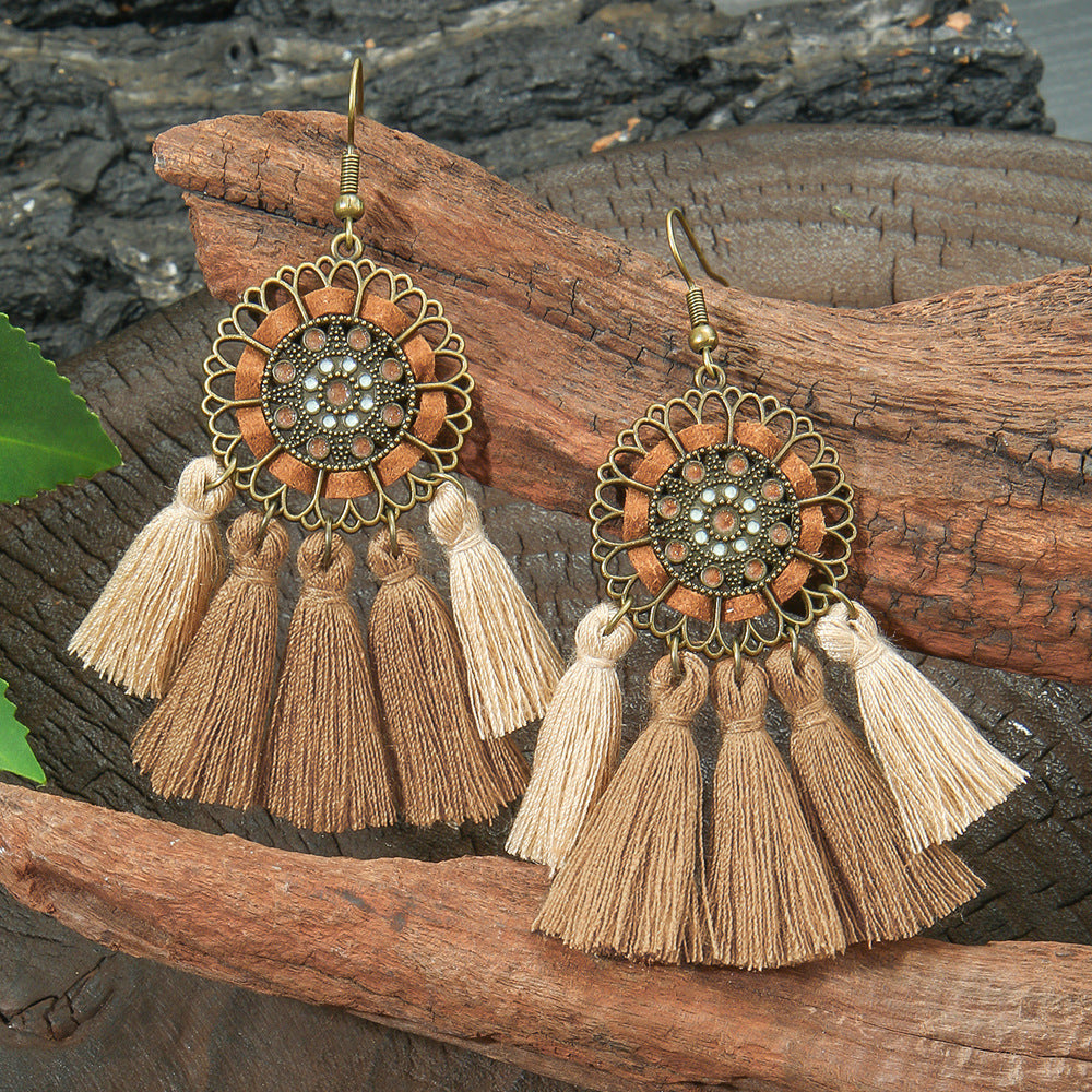 Wholesale Bohemian Hand-Woven Tassel Earrings for Everyday Wear Fashion Accessory