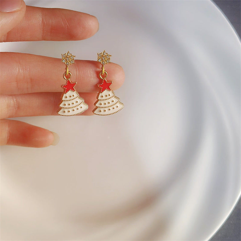 Wholesale Christmas Tree Earrings Small and Stylish Diamond Christmas Tree Earrings ACC-ES-YingHao006