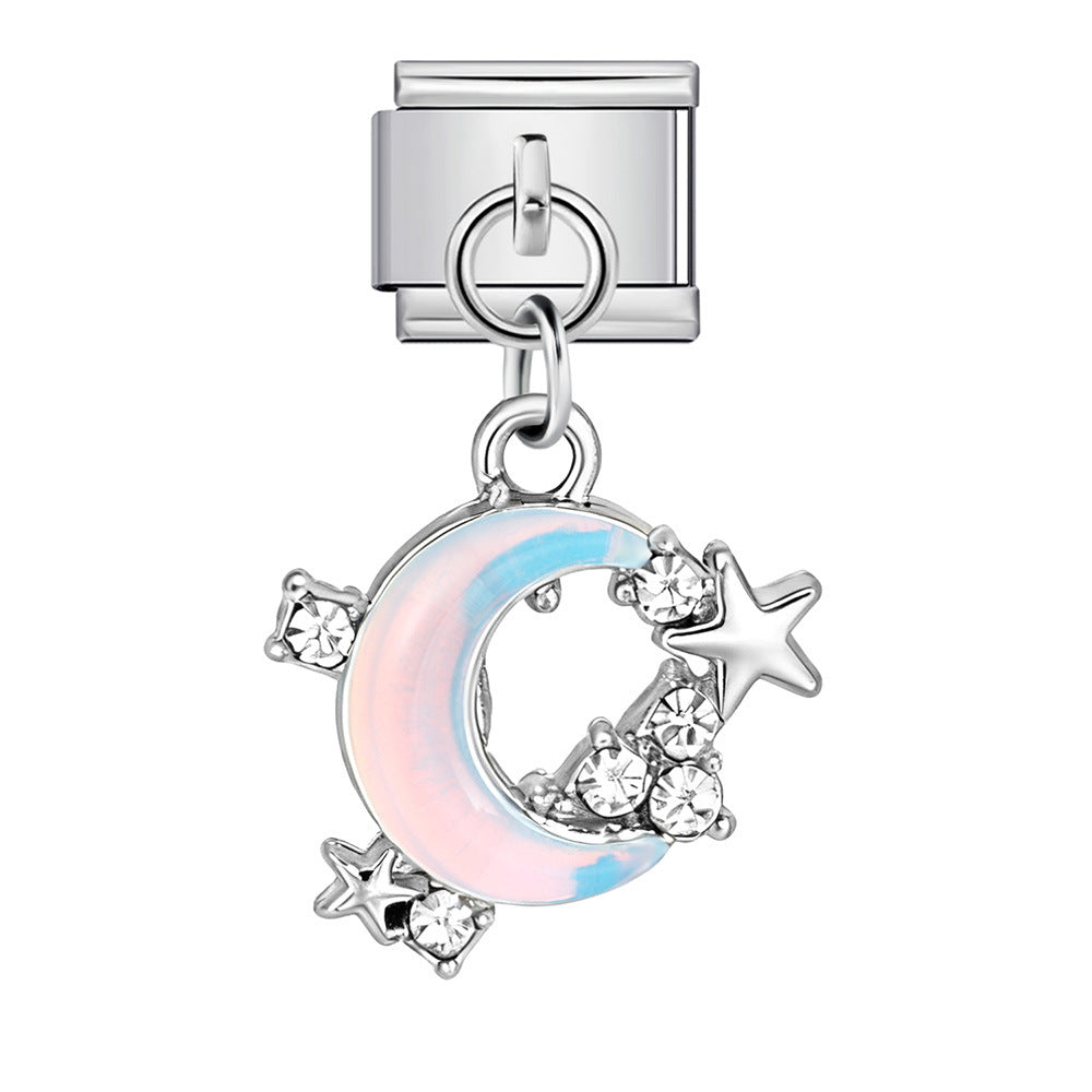 Wholesale Italian Charm Bracelet 9mm DIY Love Flower Pendant  Creative Stainless Steel Composable Bracelet