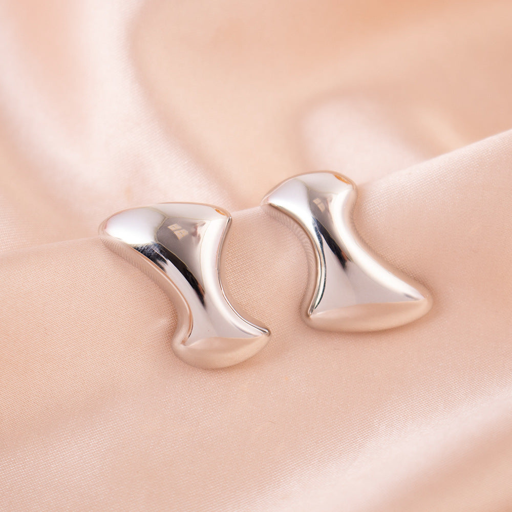 Wholesale Real gold plating irregular three-dimensional geometric earrings