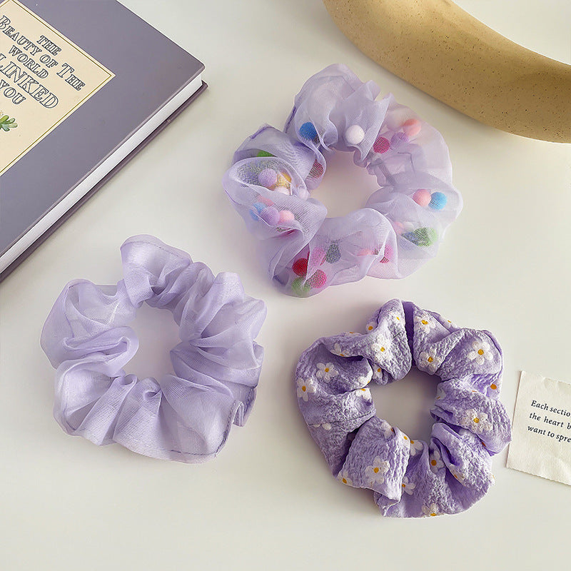 Wholesale Purple Mesh Hair Ties Large Intestine Hair Scrunchies ACC-HS-Weim001