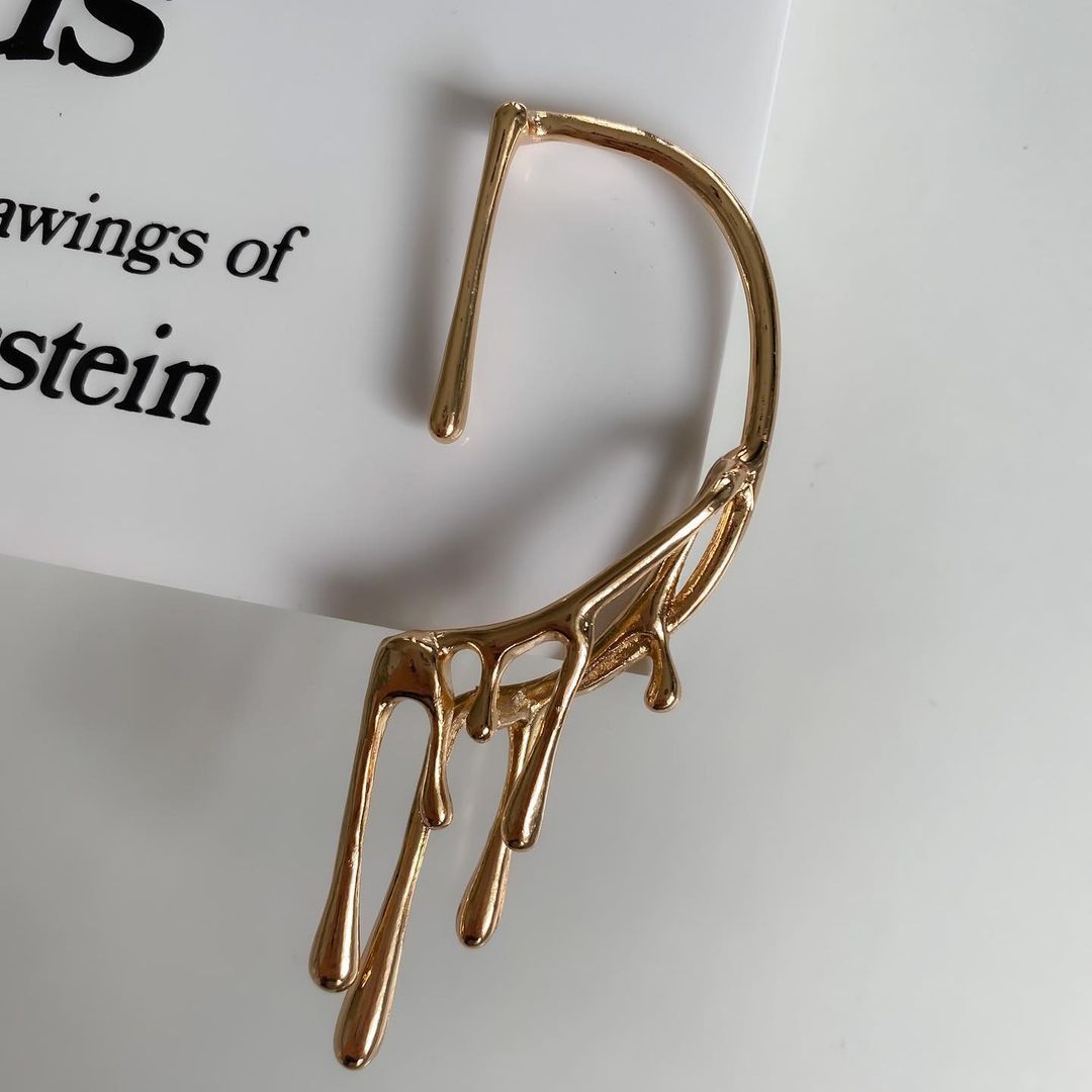 Wholesale Copper Electroplated Geometric Water Drop Ear Cuff Clip Retro Earrings For Women Trendy Fashion Jewelry Accessory