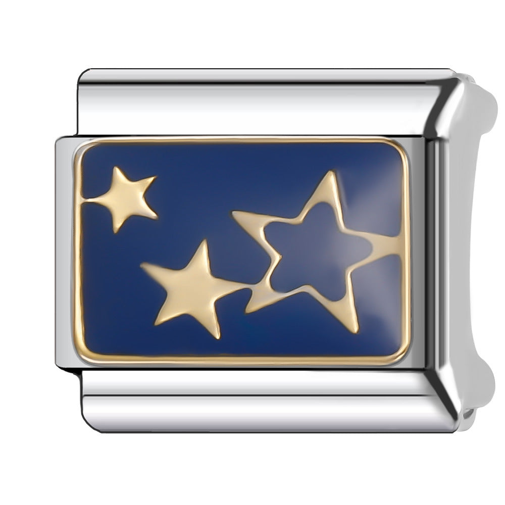 Wholesale Italian Charm Bracelet 9mm DIY Splicing Sun and Star Series Stainless Steel Composable Bracelet