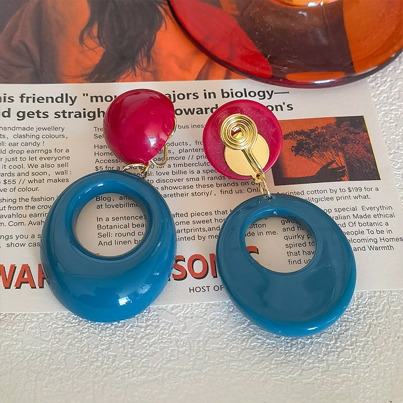 Wholesale exaggerated blue and red ear clips