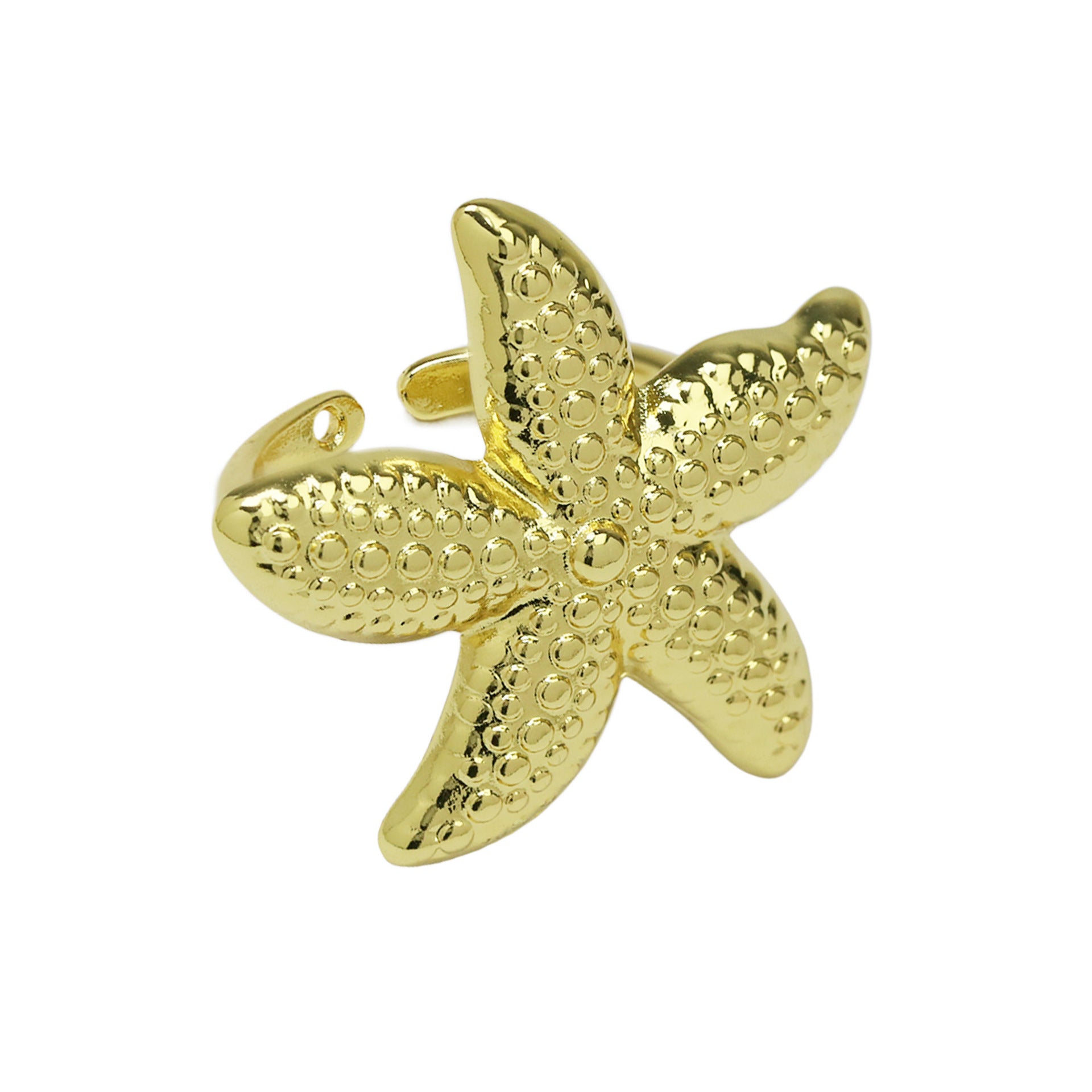 Wholesale Xiyin Temu Hot Selling Brass Summer Ocean Beach Vacation Style Starfish Conch Shell Open Ring