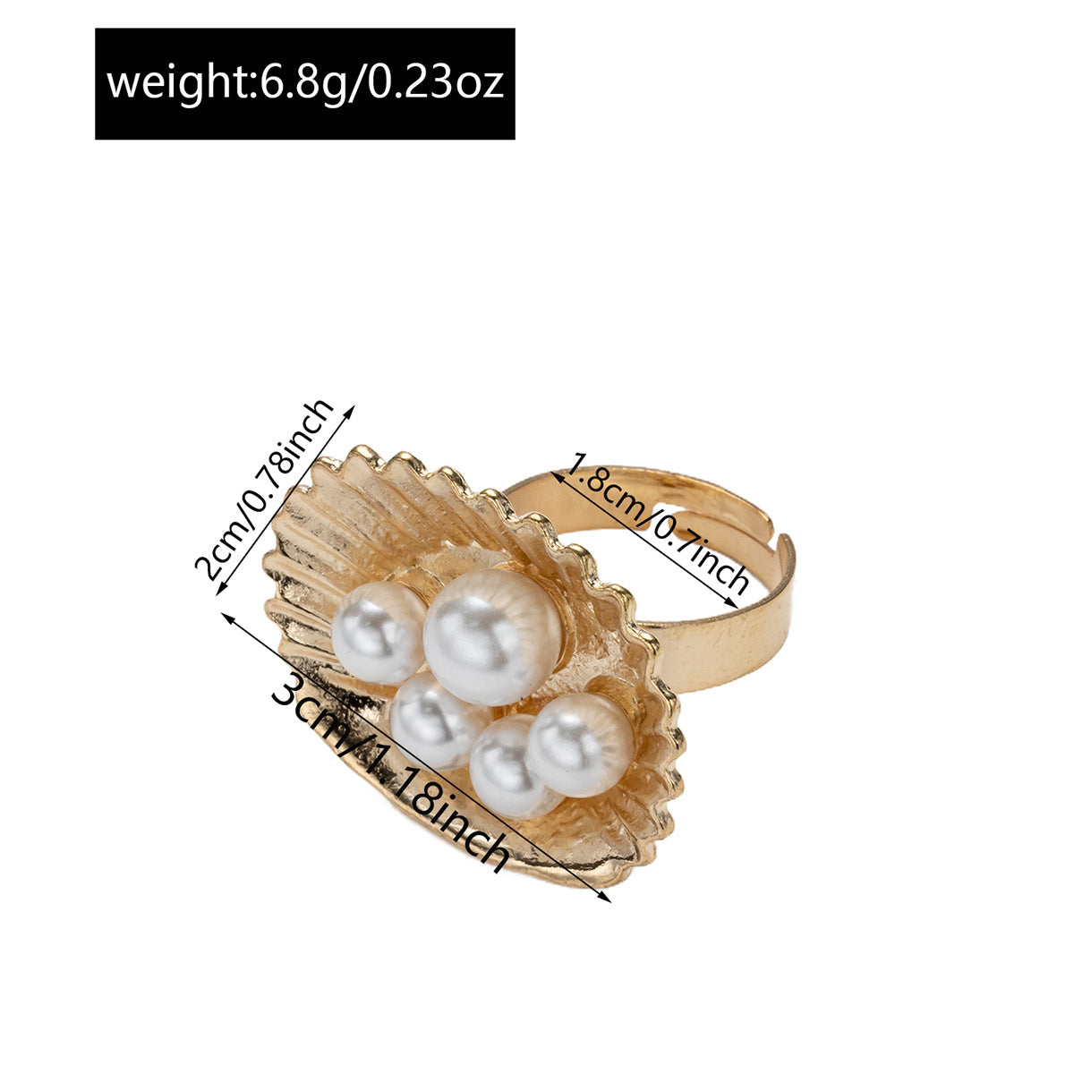 Wholesale  Pearl Opening Ring  Creative Geometric Ocean Vacation Conch Adjustable Rings