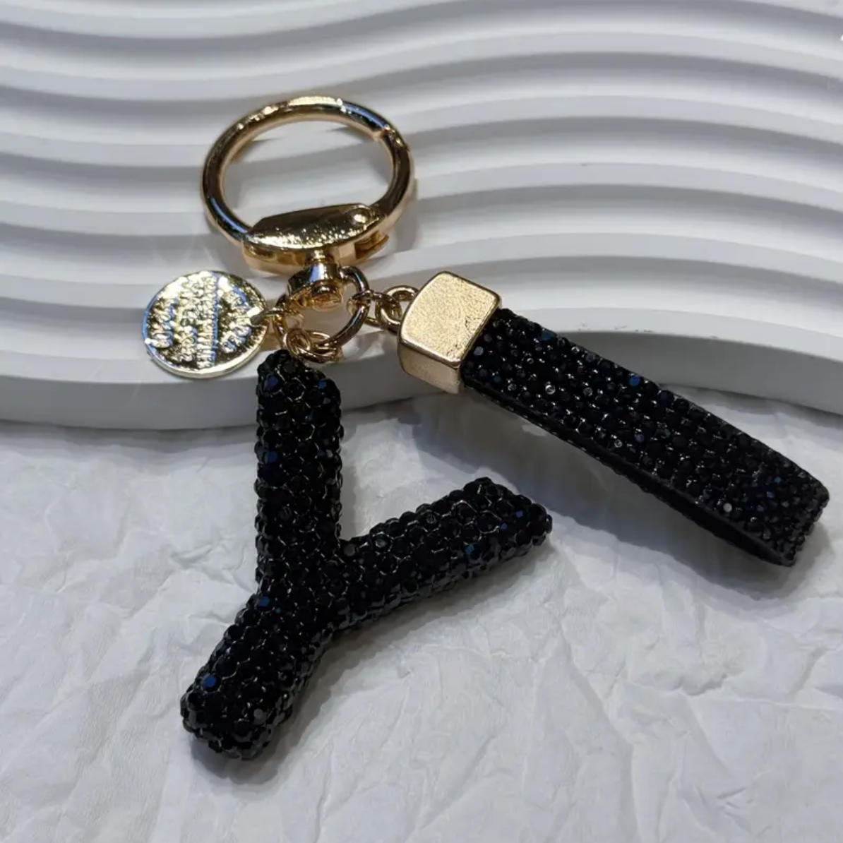 Wholesale Chic Rhinestone Letter Keychain Metal Electroplating Fashion Accessory Bag Charm Car Key