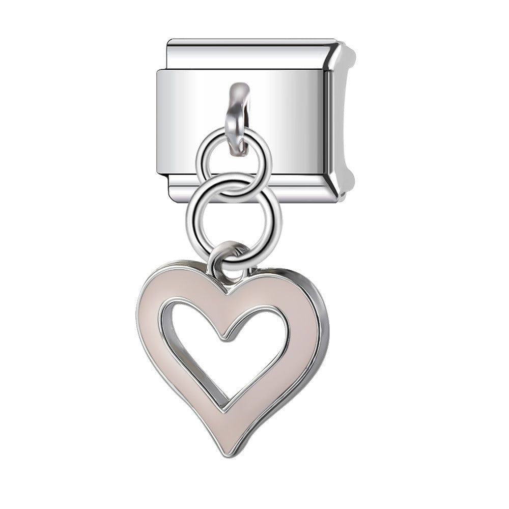 Wholesale Italian Charm Bracelet 9mm DIY Splicing Pendant Heart Shape Stainless Steel Composable Bracelet