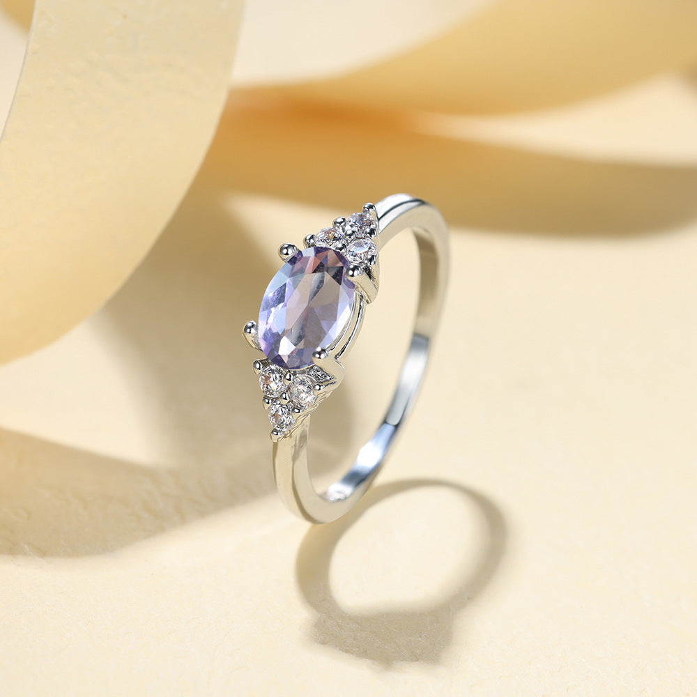 Wholesale Trendy Gold Olive Green Ring with Micro-Set Zircon - Jewelry Accessory