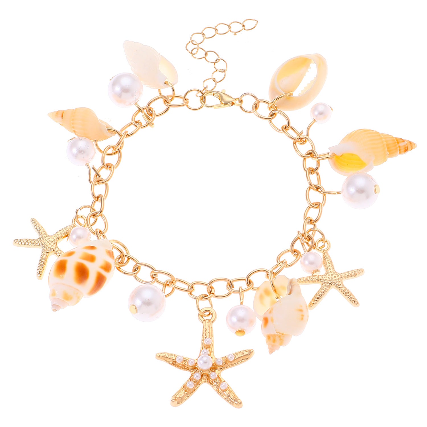 Wholesale Bohemian Summer Beach Shell Necklace And Bracelet Set Faux Pearl Starfish Conch Women S Fashion Jewelry Accessory