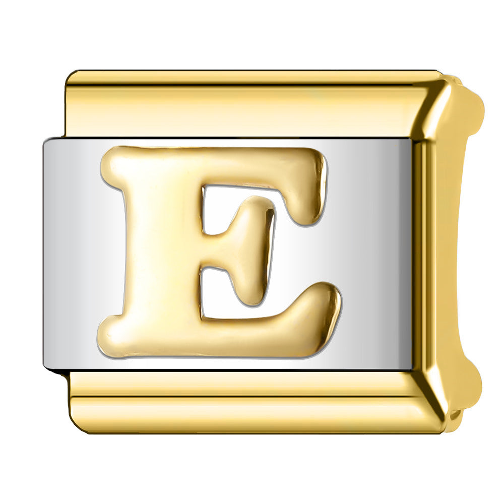 Wholesale  Italian Charm Bracelet 9mm DIY English Edge Gold Letter Series  Creative Stainless Steel Composable Bracelet