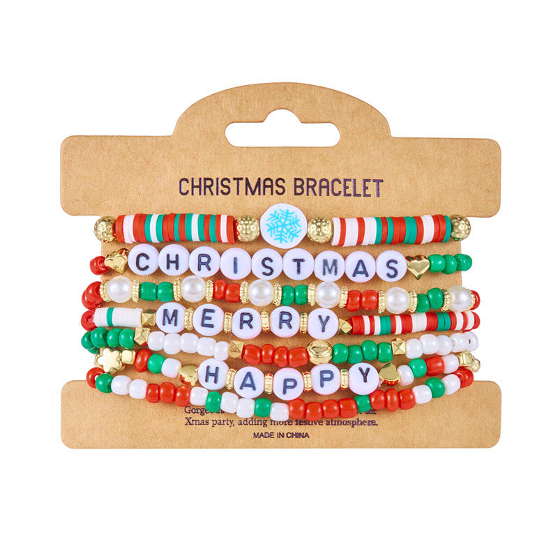 Wholesale  Snowflake Bell Colorful Beaded Bracelet