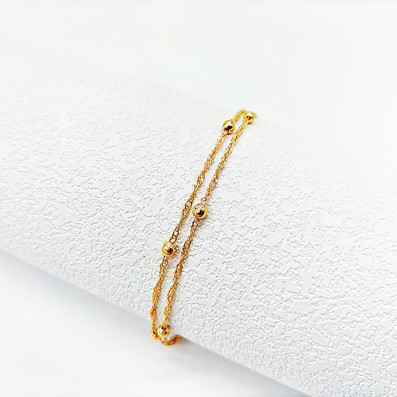 Wholesale Gold Electroplated Alloy Bohemian Three Layer Bead Chain Bracelet For Women Layered Trendy Jewelry