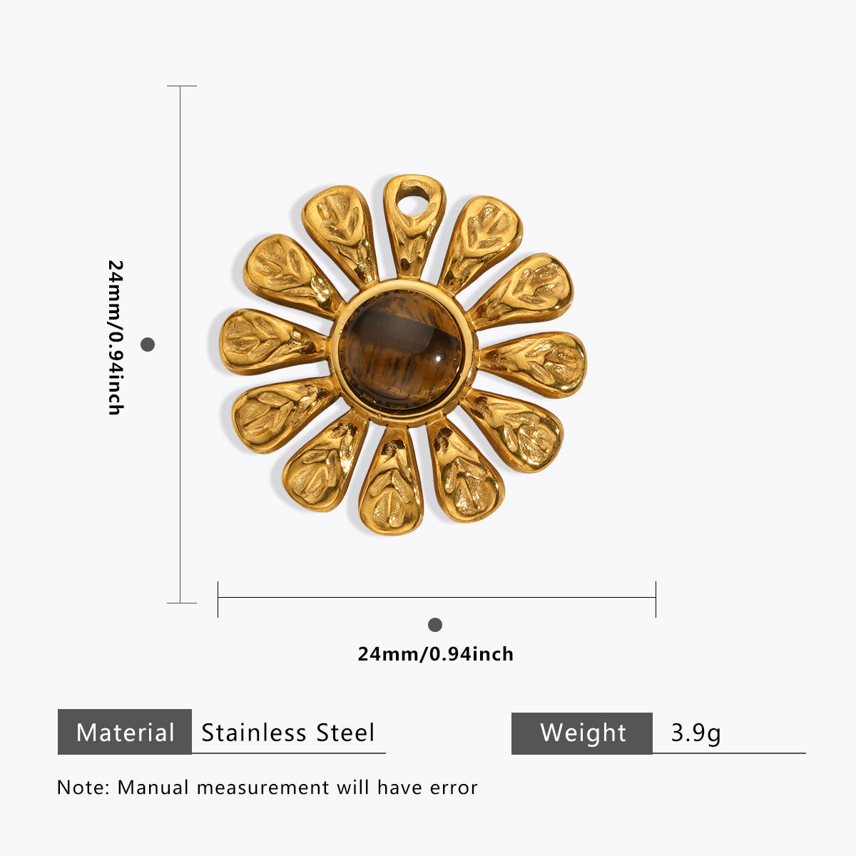 Wholesale 5pcs Stainless steel 18K vacuum plating color  flower pendant