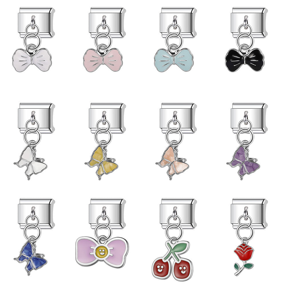 Wholesale Italian Charm Bracelet 9mm DIY Splicing Cute Pattern Stainless Steel Composable Bracelet