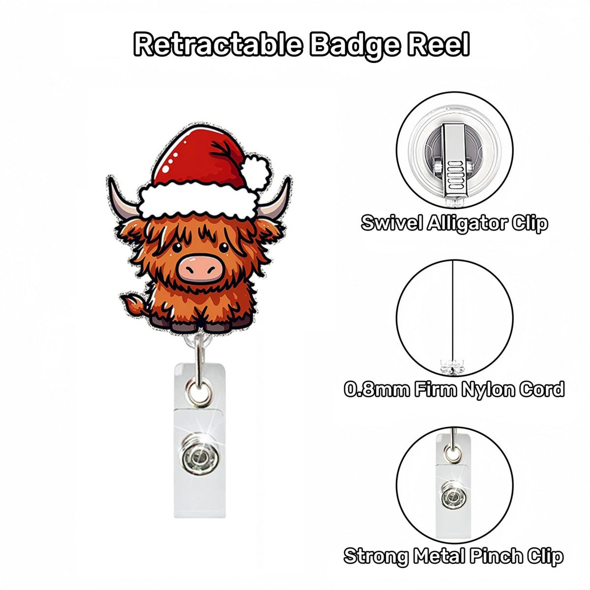 Wholesale retractable acrylic Christmas animal   Badge Reels