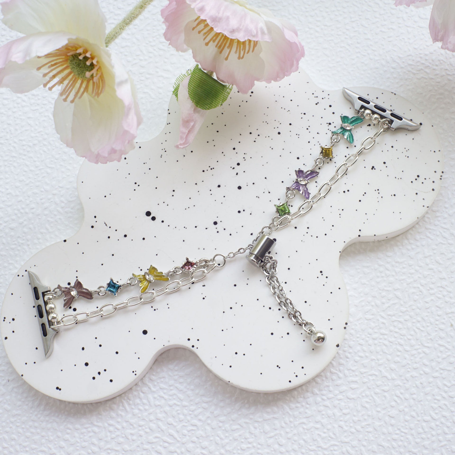 Wholesale Creative Enamel Butterfly Rhinestone Adjustable Bracelet-Style Watch Band for Apple Watch