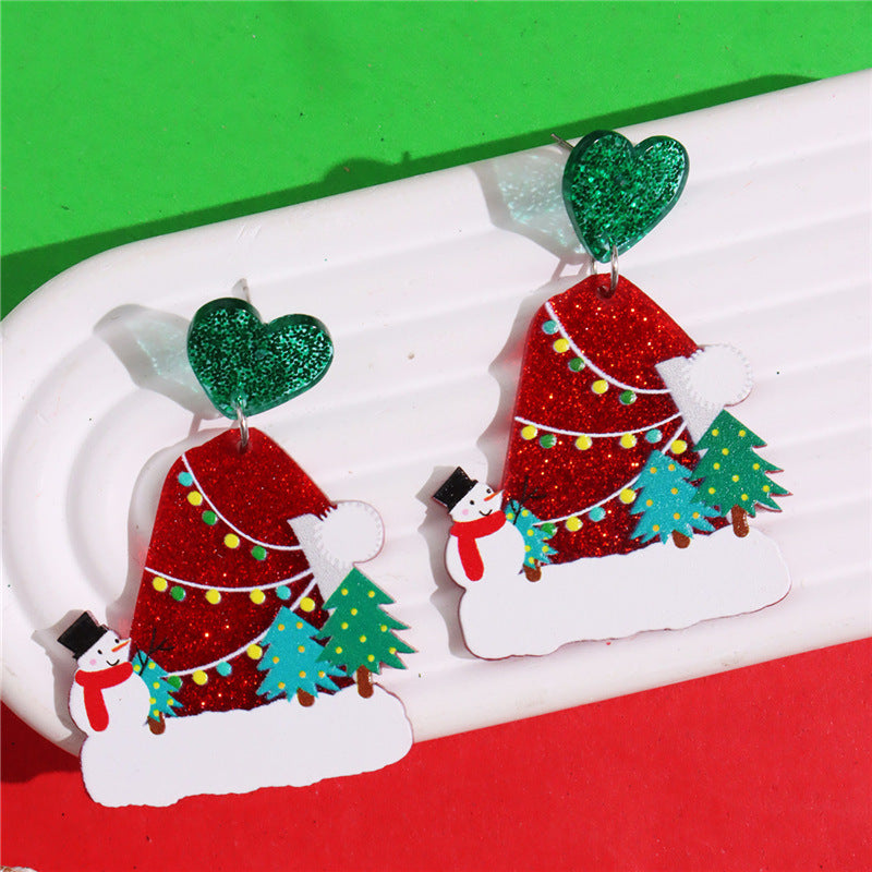 Wholesale Christmas  Color  House Sweater Bell Personalized Acrylic Earrings