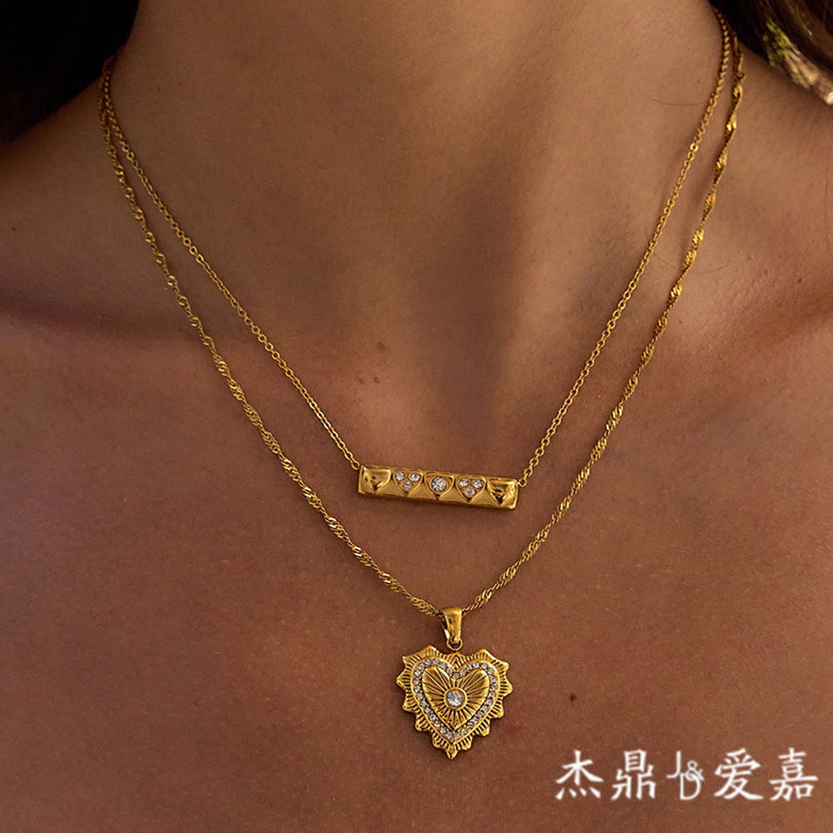 Wholesale Chic Heart Necklace Stainless Steel European Style Electroplated Jewelry for Women Gift Boutique Resale