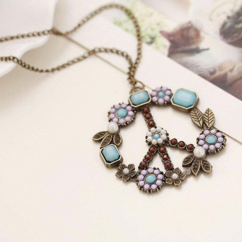 Wholesale Alloy Pearl Flower and Peace Necklace ACC-NE-KeRen002