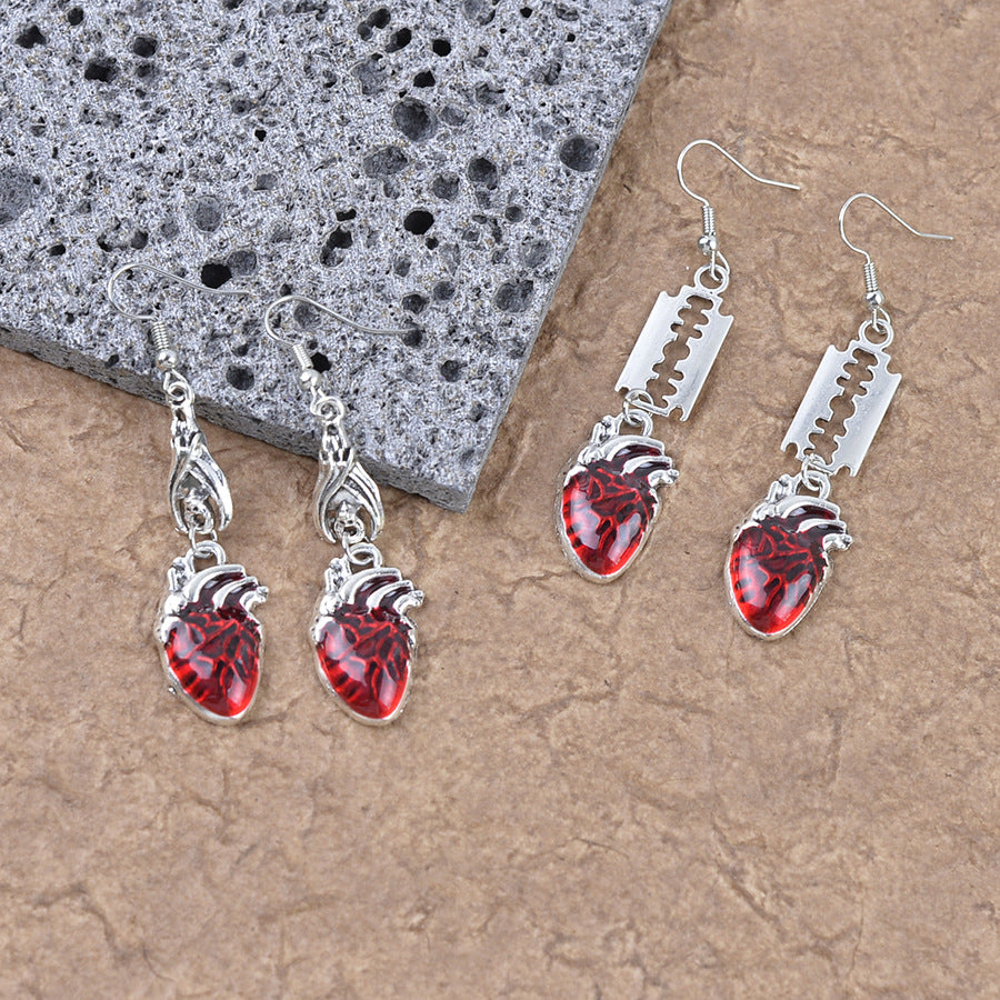 Wholesale Retro Bat Teardrop Ruby Jewelry Set  Earrings Necklace Fashion Accessory Gift