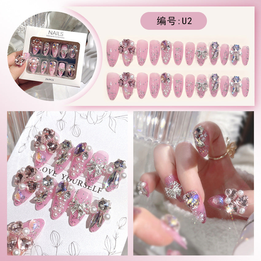 Wholesale 24 Pieces/box Large Diamond Nail Patches Press-on Nails Kits Nail Stickers ACC-NS-DiNa004