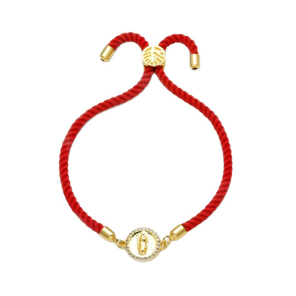 Wholesale 18k gold plated copper heart-shaped Mother of God bracelet