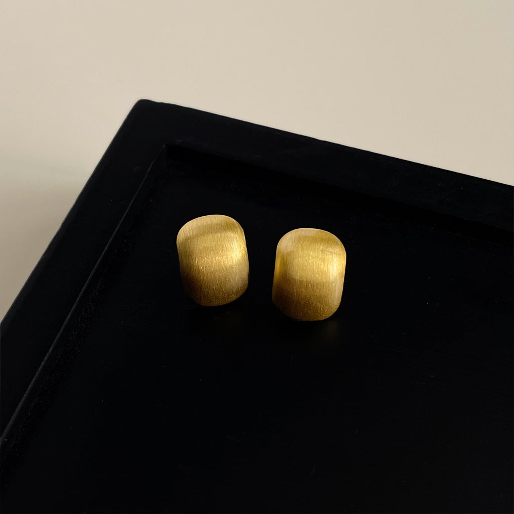 Wholesale  simple brushed frosted bean stud earrings