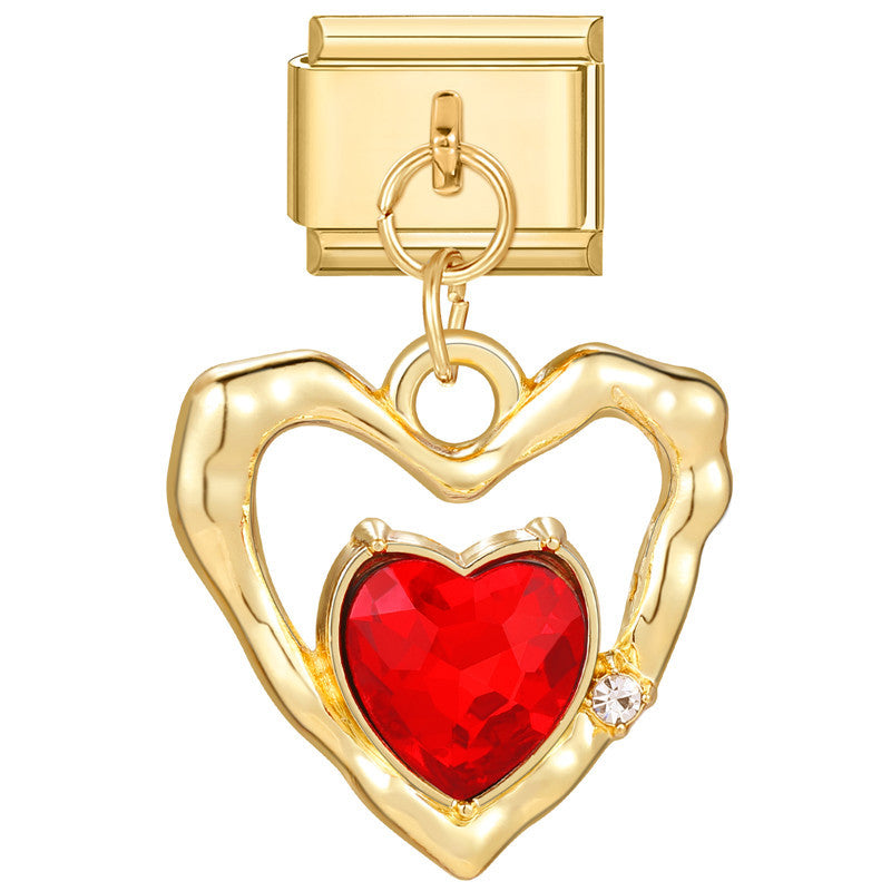 Wholesale Italian Charm Bracelet 9mm DIY Splicing Removable Stainless Steel Gold Base Red Composable Bracelet