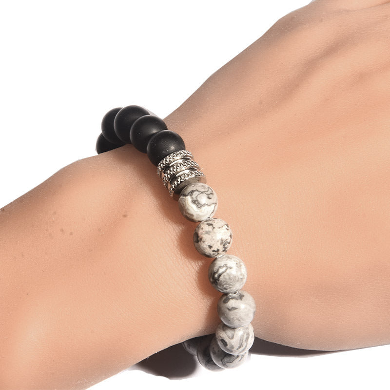 Wholesale Stainless Steel Men's Bracelet Tiger Eye Stone Volcanic Stone Bracelet ACC-BT-zhixiang014