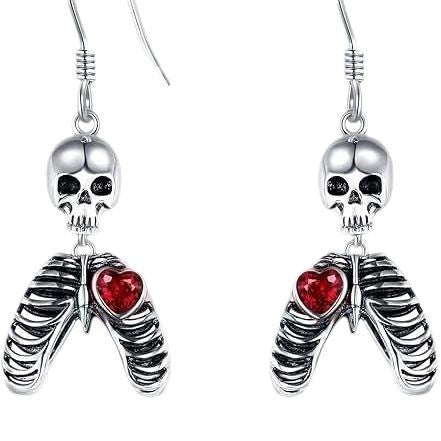 Wholesale Halloween Exaggerated Personality Heart Thoracic Ear Hook Earrings