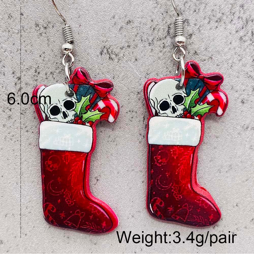 Wholesale  Christmas Acrylic Earrings Snowman Crutch Snowflake Candy Christmas Earrings