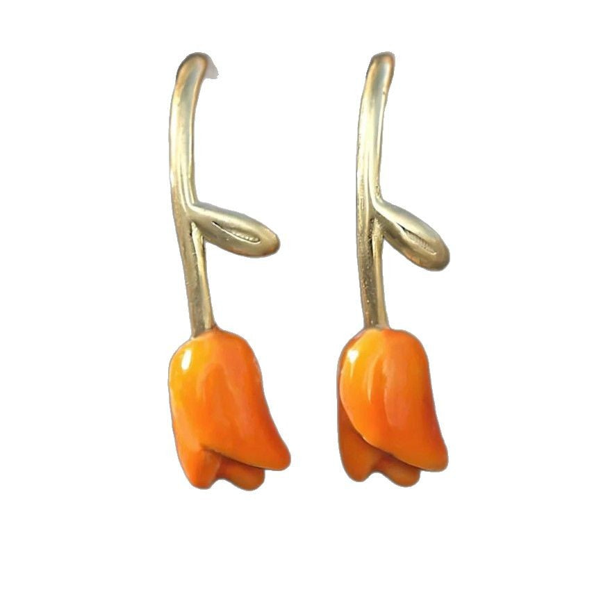 Wholesale Ancient flower long simple alloy earrings